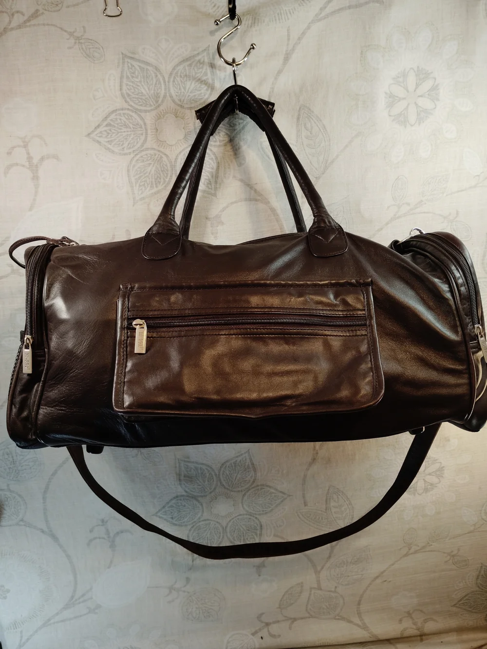 Hi Pro Faux Leather Duffel Bag in Dark Brown - Spacious Travel Carryall